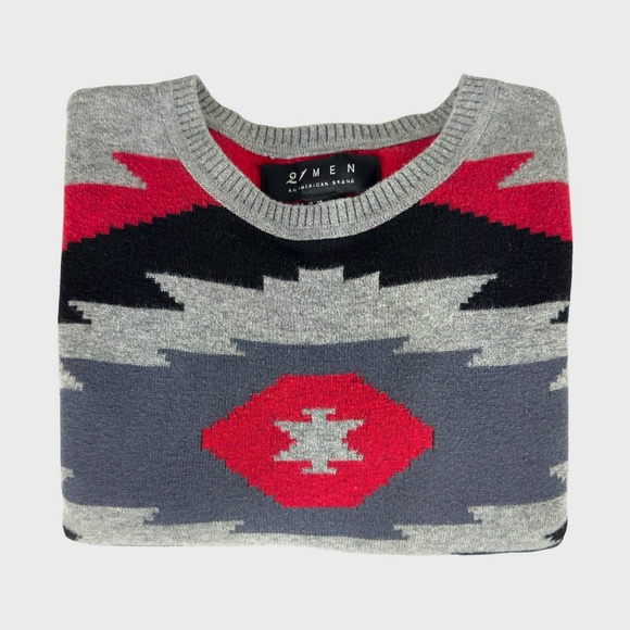 21 Men American Brand Multi-Color Geometric Pattern Sweatshirt - Picture 3 of 9